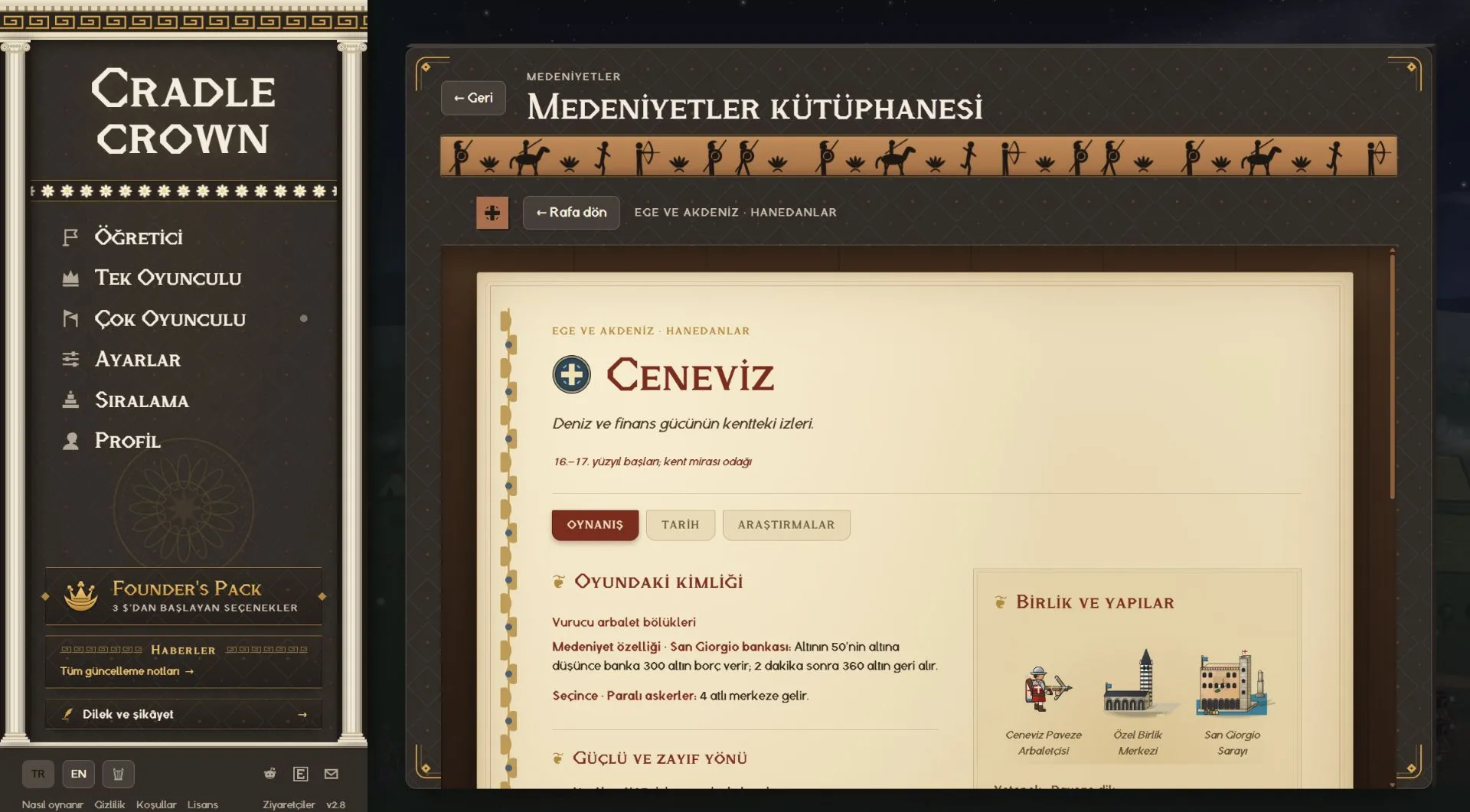 Kütüphanede Ceneviz'in San Giorgio bankası özelliği ve Paveze Arbaletçisi